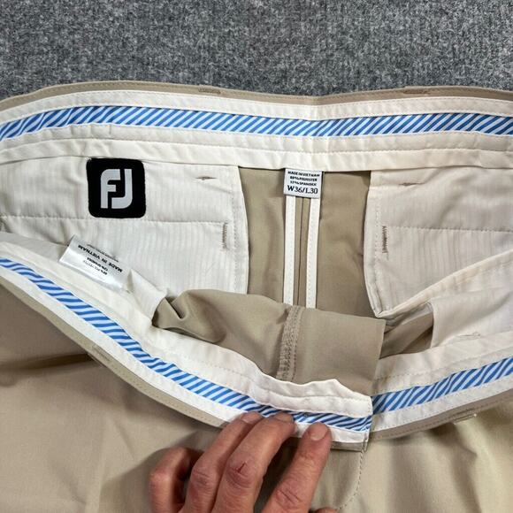 Footjoy Pants Mens 36 Light Beige Flat Front Lightweight Performance Golf Chino - Picture 5 of 13